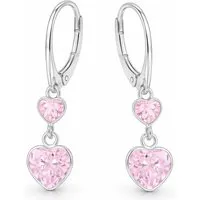 Goldene Hufeisen Paar Ohrhänger Zirkonia Herz Herzchen Brisur Ohrringe aus 925 Sterling Silber (1 Paar, inkl. Etui), Damen Mädchen Hängeohrringe