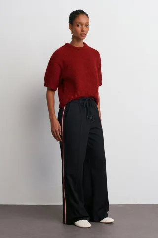 Gestreifte weite Crepe-Hosen