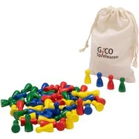 GICO Spielesammlung 60 Halmakegel 24x12mm Spielkegel aus Holz in vier Farben 2134