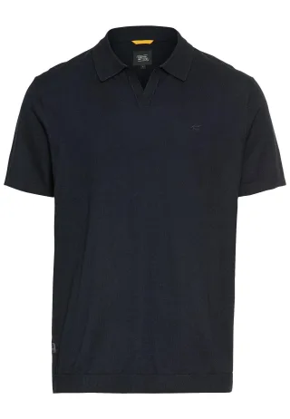 camel active - Strick-Poloshirt aus Baumwoll-Leinen-Mix dark navy - Gr. - XL