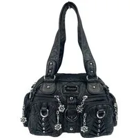 Taschen4life Schultertasche klassische Damen Handtasche (Schultertasche) mit Nieten AKW22032, viele Fächer, verstellbarer abnehmbarer Schulterriemen