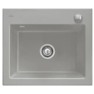 Villeroy und Boch Subway 60 S Einbauspüle 330902KD mit Ablaufgarnitur, Excenterbetätigung, 600 x 510 mm, fossil CeramicPlus