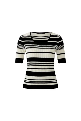 Oui - Pullover black offwhite - Gr. - 44