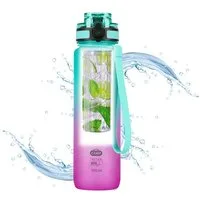 NILS CAMP Trinkflasche Tritan Sportflasche Wasserflasche Outdoorflasche 950ml Camping, ergonomische Form + innerer Behälter für Früchte
