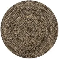 vidaXL Teppich Teppich Handgefertigt Jute Schwarz und Natur 120 cm, Runde
