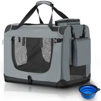 Juskys Tiertransporttasche Lassie, mit Decke, Tasche, Griffen und Fressnapf