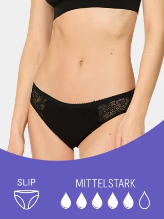 NUR DIE Periodenunterwäsche Slip mit Spitze - ALLES GEREGELT mittelstark