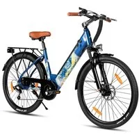 HILAND E-Bike 26" E-Mountainbike mit Shimano-Schaltung, Gepäckträger & Nabenmotor, Heckmotor, 280,8 Wh