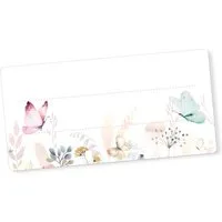 itenga Etiketten itenga 40x Buchetiketten Schmetterlinge 9x4,5cm Namensetiketten Heftet