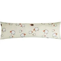 Heubergshop Seitenschläferkissenbezug, (1 Stück), 40x145cm Süße Schafe Lämmer Gelb Weiß 100% Baumwolle Bezug (KY-99/3)