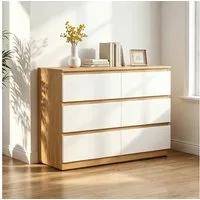 GRAVFORCE Sideboard Kommode mit 6 Schubladen, Holzoptik, 100x30x70 cm (1 St), Stauraumschrank für Schlafzimmer, Wohnzimmer & Büro