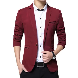 Herren Anzugjacke Slim Fit Mantel Business Alltag Blazer Rot