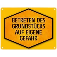 speecheese Metallschild Betreten des Grundstücks auf eigene Gefahr Warn und Hinweisschild in