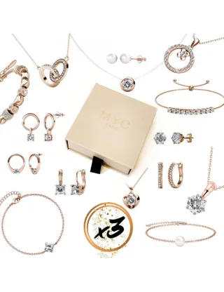 3 Überraschungsjuwelen in einer Geschenkbox - Rose Gold und Kristall