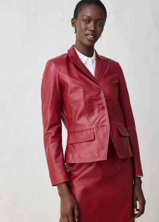 bonprix Kurzblazer aus Lammnappa, rot, Gr.36, Moderner und eleganter Kurzblazer aus Lammnappa, aus Nappaleder