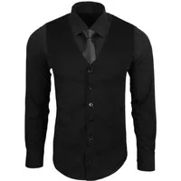 Baxboy Langarmhemd Baxboy Langarmhemd Herren Hemd Weste Krawatte 3-teilig Set 444-HWKR