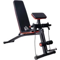HOMCOM Hantelbank Multifunktion Kraftstation mit Feder Booster, (Sitz, 1-tlg., Trainingsbank), Gewicht bis 120kg Schwarz 54 x 160 x 106 cm