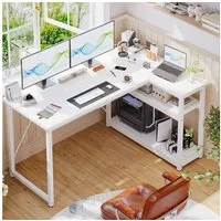 HOMALL Eckschreibtisch 100/120L Form mit Ablagefächern, 2 Tier DIY Lagerregalen Computertisch (L-formiger Schreibtischumit Regal,100/120/140/160cm,Geeignet fur Burotisch, Arbeitszimmer, Schlafzimmer), Schreibtisch,PC Tisch,Heimbüro