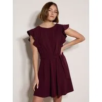 Apricot Minikleid Mini-Kleid aus Jersey-Crêpe (2-tlg., mit Stoffgürtel) mit Rüschenärmeln