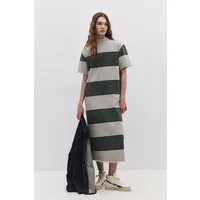 No Matter What Maxikleid Gestreiftes Midikleid mit geschlossenem Halsausschnitt und Schlitz