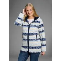 Polarino Fleecejacke Fleecejacke mit Print und Fellimitat in Kapuze