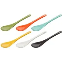 Wellgro Esslöffel Eierlöffel Porzellan - bunte Porzellanlöffel (6 Stück)
