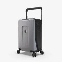 plevo Handgepäckkoffer Plevo Runner Handgepäck Koffer Trolley Reisekoffer Rollkoffer, 4 Rollen, 4 Rollen Silber 35 l mit Powerbank