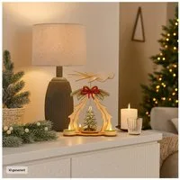 HTI-Living Weihnachtspyramide Weihnachtspyramide mit Tannenbaum und Schleife, Tischpyramide für 4 Teelichter