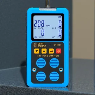 Digital 4 in 1 Gas Detector Oxygen O2 Hydrogen Sulfide H2S Carbon Monoxide CO Combustible Gas LEL Gas Monitor Multi Gas
