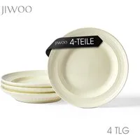 JIWOO Speiseteller 4er Ø20,4cm, Frühstücksteller Salatteller Pastateller Brotteller, (4 St), Plate Hochwertiges Tellerset Weiß Mikrowellenofen Spülmaschine