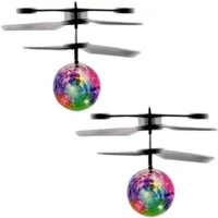 EAXUS Spielzeug-Hubschrauber 2x Infrarot LED Fliegender Hubschrauber Kugel Heliball Helikopter, mit LED Beleuchtung, Selbstfliegend