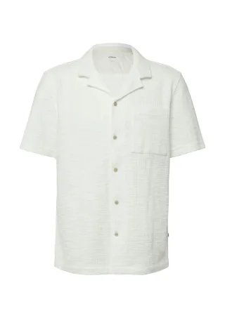 s.Oliver Red Label - Resort Fit: Gebürstetes Kurzarmhemd aus Baumwollmix weiß - Gr. - 3XL