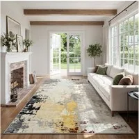 Klyvvo Teppich Boho Abstrakt Teppich, Kurzflor weich, rutschfest & waschbar, Rechteckig, Höhe: 8.5 mm, 80x150 cm – Flurteppich für Esszimmer & Küche