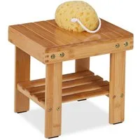 relaxdays Badhocker Bambus Badhocker mit Zusatzablage