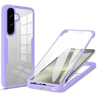 Wigento Handyhülle 360 Grad für Samsung Galaxy A37 / A56 / A36 mit Displayschutz Lila 6,7 Zoll, 360 Grad Schutz, stoßdämpfend, robust