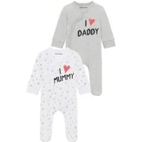 KIDSWORLD Schlafoverall 2er Schlafoveralls: I love Mummy / I love Daddy (Packung, 2-tlg., 2) aus Bio-Baumwolle, Baby-Overalls