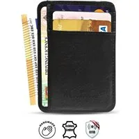 Wrischan Kartenetui 100% Echtleder Kartenetui SEHR Slim und FLACH Kreditkartenetui (Slim Wallet), Kartenhalter für bis zu 12 Kreditkarten, Brieftasche, Mini Geldbörse