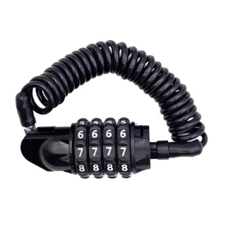 XANES Coiled Bike Lock 4-Digit Combination Anti-Theft Security Cable 1.5M Retractable Lock for Bicycle Helmet Scooter