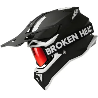 Broken Head Crosshelm BND-Stealth Schwarz + Struggler Magnet Brille Rot