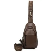 ITALYSHOP24 Schultertasche UNISEX Sling Tasche Cross Over Brust Body Bag Umhängetasche Rucksack, Freizeitrucksack Sport Reise Schule Travel Wandern Arbeit Leder Optik