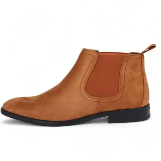 Herren Chelsea Boots aus Wildleder in Hellbraun, mit echtem Leder gefüttert, Slip-On
