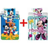 Disney Kinderbettwäsche Disney Micky Minnie Maus Kinderbettwäsche 100x135cm 2er-Set, Renforcé, 2 teilig, 100 % Baumwolle, langlebiges Material