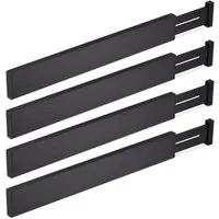 relaxdays Schubladeneinsatz 4er Set Schubladentrenner in Schwarz