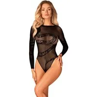 Obsessive Stringbody Netz-Body mit Schlangenmuster - schwarz (1-tlg) aus elastischem Netz-Stoff