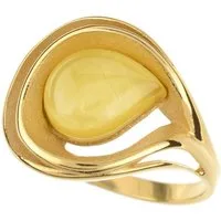 Cavill Solitärring Sterlingsilberring 1 ct Milky Bernstein, vergoldet, tropfenförmig (1-tlg)