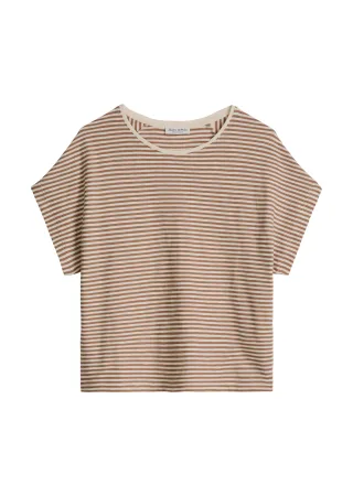 Marc OPolo Casual - Gestreiftes T-Shirt regular Medium Brown - Gr. - L