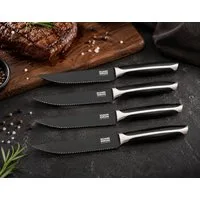 KUHN RIKON Steakbesteck Premium Steakbesteck Black Peak (4-tlg), 4 Personen, Edelstahl, japanischer Edelstahl