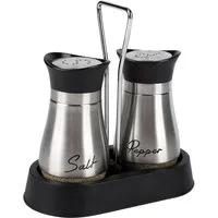 FELIXLEO Salz- / Pfefferstreuer Salz und Pfefferstreuer Set mit Halter Edelstahl Glasflasche BBQ, (1-tlg)