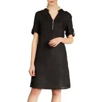 Caspar Sommerkleid SKL037 knielanges Damen Leinenkleid mit Reißverschluss Ausschnitt Luftig leicht, figurumspielende Form, mit seitlichem Jersey-Einsatz