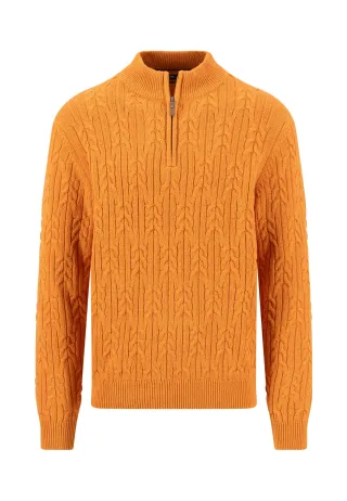 FYNCH-HATTON - Zip Troyer, Soft Knit Cable*RWS sienna - Gr. - M